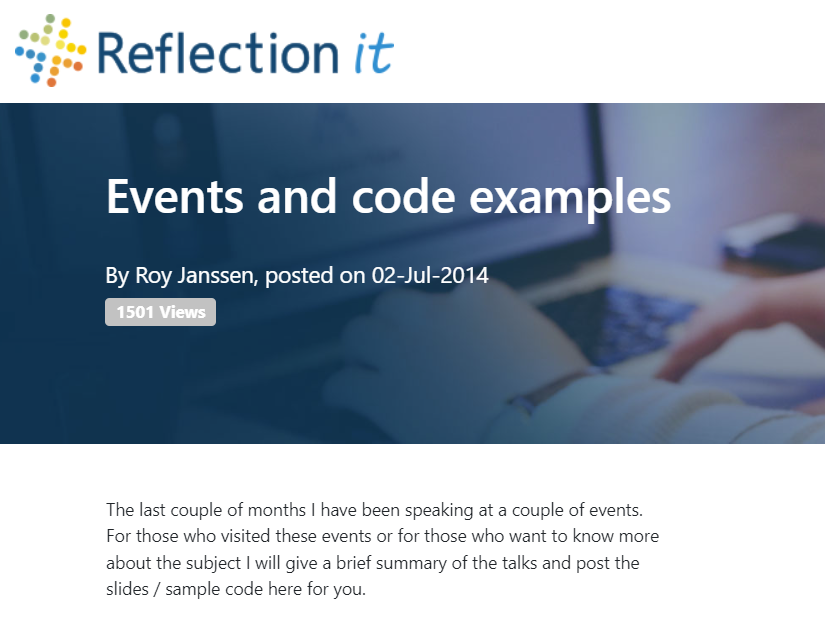Events and code examples Reflection IT